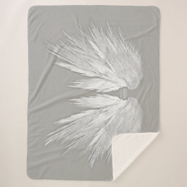 Manta Sherpa ANGEL WINGS Bodas Iniciales Elegante Gris