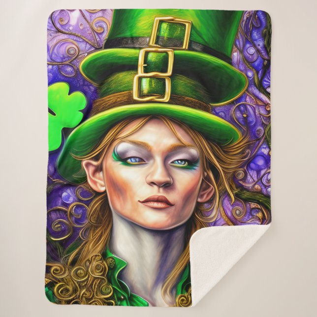 Manta Sherpa Animado Día de San Patricio (Anverso)