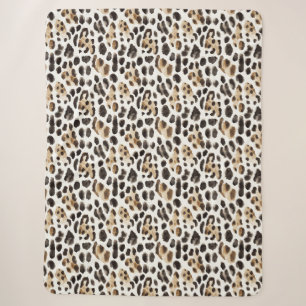 Manta Sherpa Animal Leopardo Marrón Negro Crema