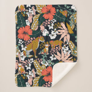 Manta Sherpa Animal print dark jungle