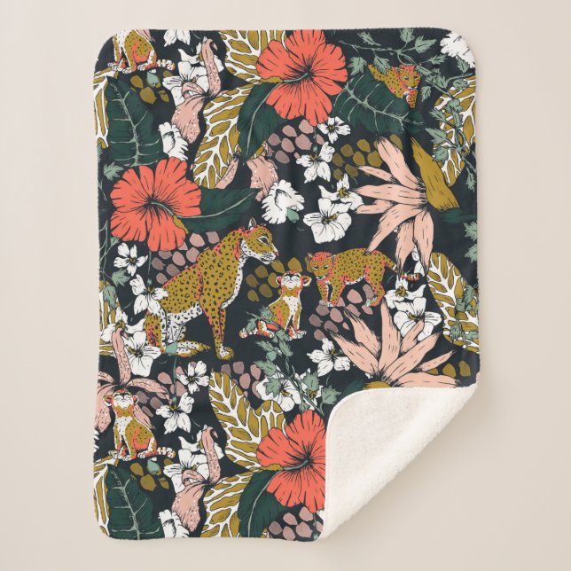 Manta Sherpa Animal print dark jungle (Anverso)