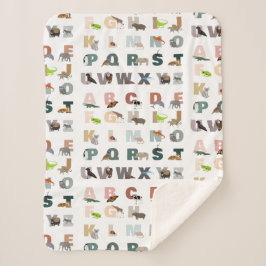 Manta Sherpa Animales ABC Cute Alphabet