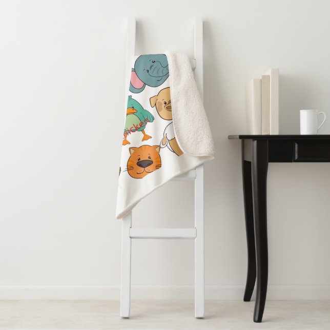 Manta Sherpa Animales adorables elefantes cerdos conejos de gra (In situ)