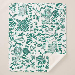 Manta Sherpa Animales africanos: diverso patrón sin costura.