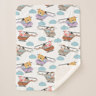 Manta Sherpa Animales Cutáneos En Patrón Helicóptero