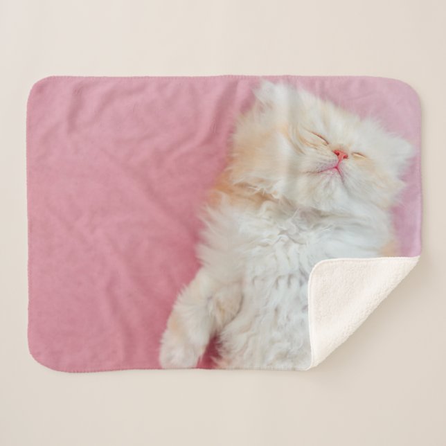 Manta Sherpa Animales de bebé más afectados | Agradable Gatito  (Anverso (horizontal))