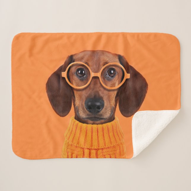 Manta Sherpa Animales de bebé más afectados | Dachshund Naranja (Anverso (horizontal))