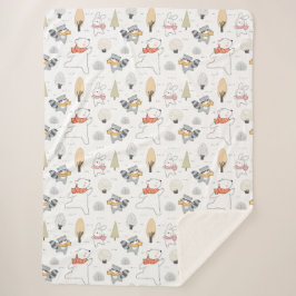 Manta Sherpa Animales de bosque adorables