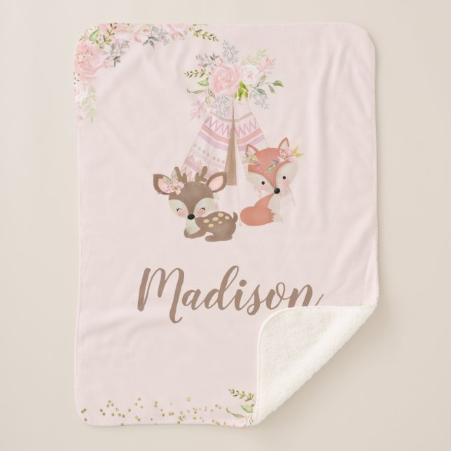 Manta Sherpa Animales de Woodland (Anverso)