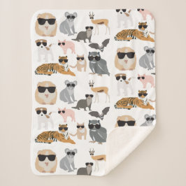 Manta Sherpa Animales Divertidos y Geniales con Gafas de Sol