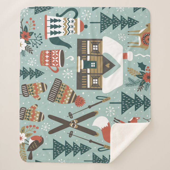 Manta Sherpa Animales Forestales: Invernadero Sin Marea. (Anverso)