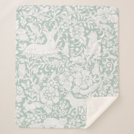 Manta Sherpa Animales silvestres de madera de dibujos blancos v