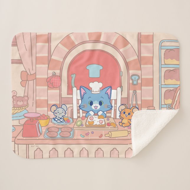 Manta Sherpa Anime Tom, Jerry y Tuffy Bakery (Anverso (horizontal))