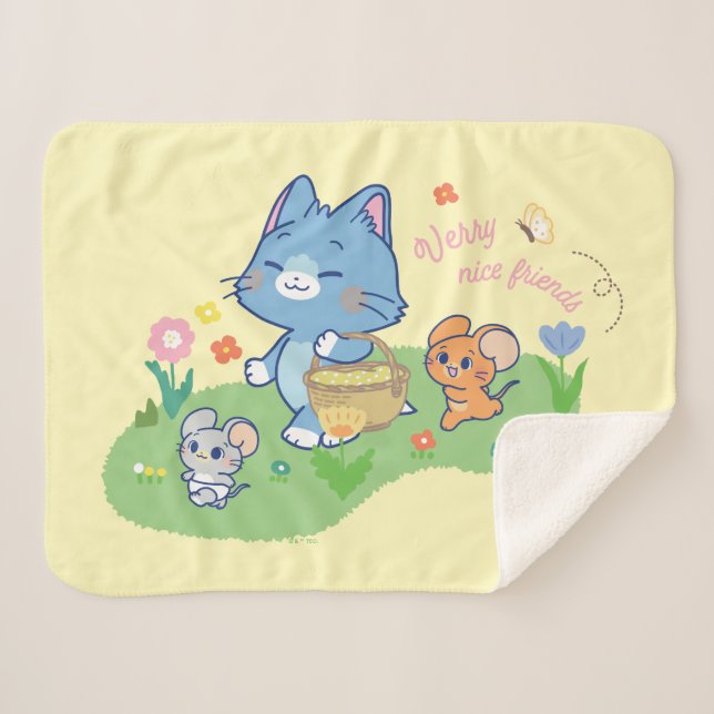 Manta Sherpa Anime Tom, Jerry y Tuffy Picnic (Anverso (horizontal))