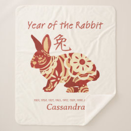 Manta Sherpa Año Zodiaco Chino Del Rótulo Animal Conejo