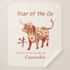 Manta Sherpa Año Zodiaco Chino Del Rótulo Animal Ox