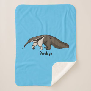 Manta Sherpa Anteater feliz personalizado ilustracion