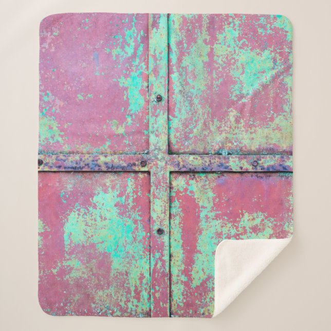 Manta Sherpa Antigua pared pintada de verde con textura oxidada (Anverso)