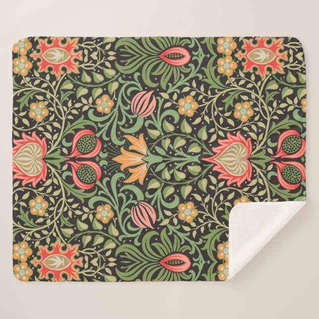 Manta Sherpa Antigüedad floral persa William Morris (Anverso (horizontal))