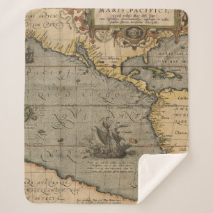 Manta Sherpa Antiguo mapa inspirado (14) Etiqueta de equipaje