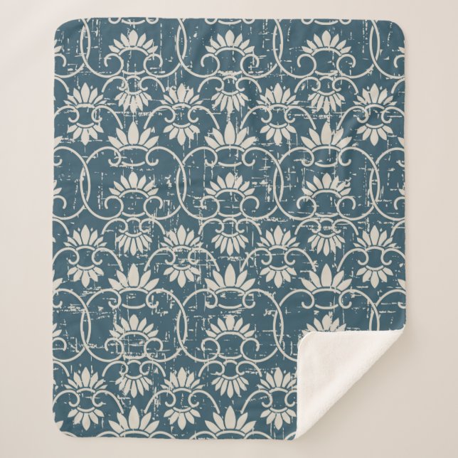 Manta Sherpa Antiguo retro sin costura retro de fondo desgastad (Anverso)