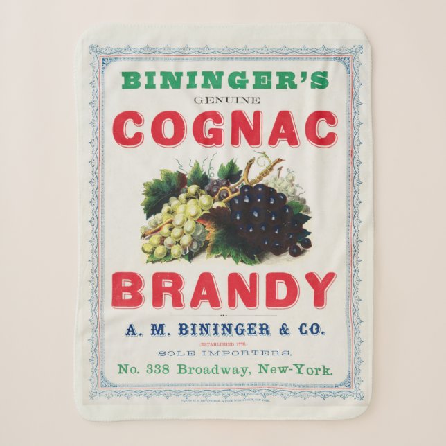 Manta Sherpa Anuncio de época para Cognac Brandy de Bininger. (Anverso)