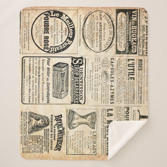 Manta Sherpa Anuncio de periódico francés de 1897 (Anverso)