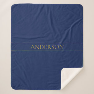 Manta Sherpa Apellido o empresa Navy Blue & Gold Name