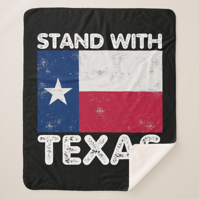Manta Sherpa Apoya a Texas con la bandera texana de Texas (Anverso)