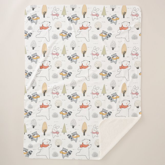 Manta Sherpa Apreciables animales del bosque Sherpa Blanket (Anverso)