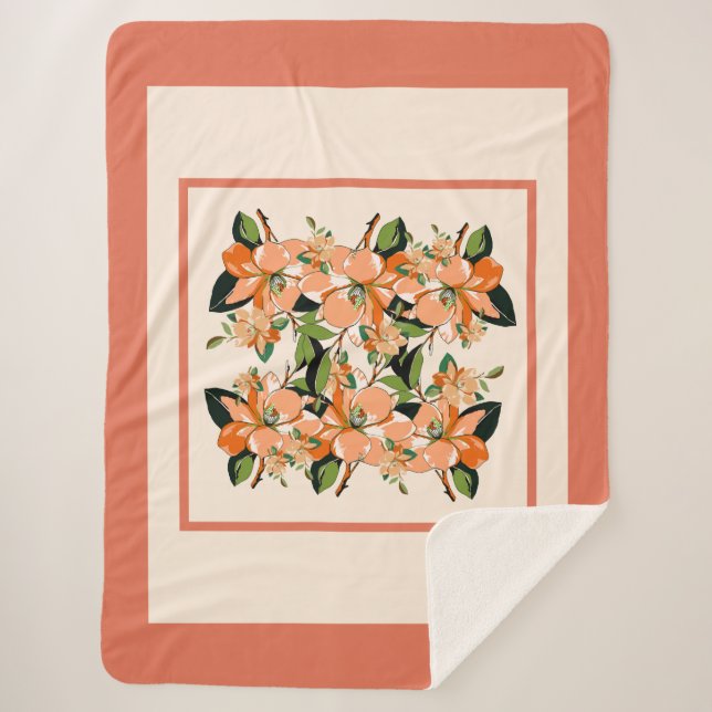 Manta Sherpa Apricot Azalea sobre el tamaño del rey crema (Anverso)