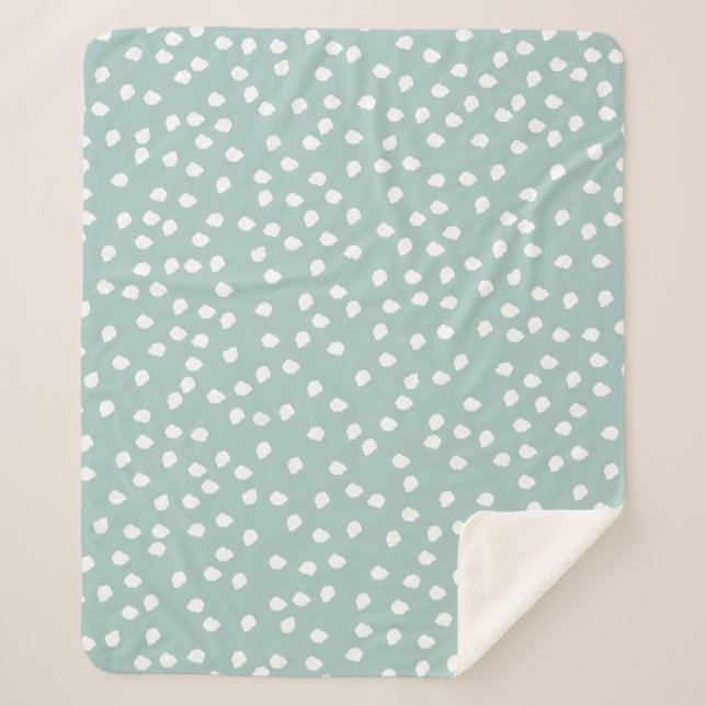 Manta Sherpa Aqua, bebé de Polka Dot y blanco (Anverso)