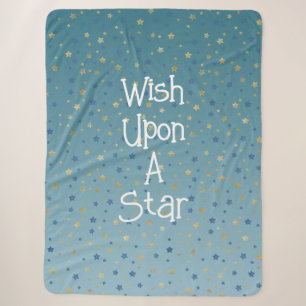 Manta Sherpa Aqua Gold Blue Wish On A Star