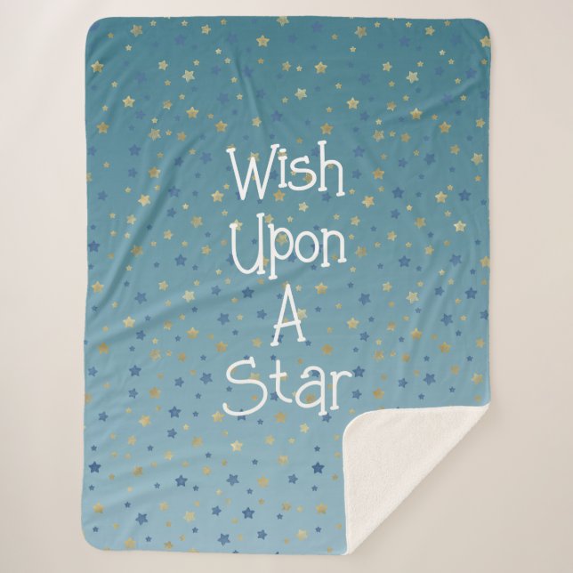 Manta Sherpa Aqua Gold Blue Wish On A Star (Anverso)