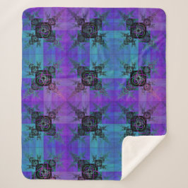 Manta Sherpa Aqua y Lilac Fractal Joy Sherpa Blanket