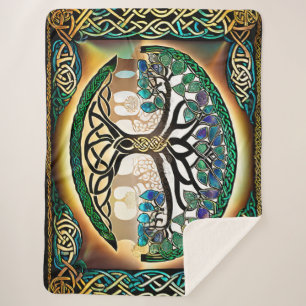 Manta Sherpa Arbol celta de Knot Life Sunset Sherpa Blanket