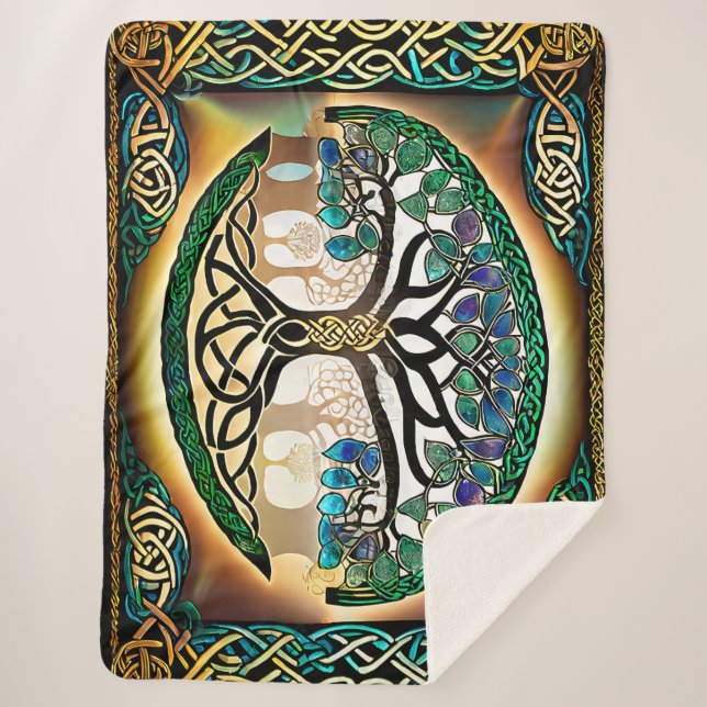 Manta Sherpa Arbol celta de Knot Life Sunset Sherpa Blanket (Anverso)