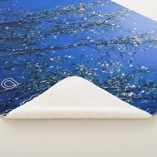 Manta Sherpa Árbol de hielo azul abstracto personalizado (3/4)