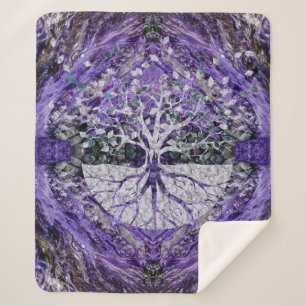 Manta Sherpa Árbol de la vida de plata Yggdrasil en Geode