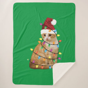 Manta Sherpa Árbol de Navidad Gato Santa Graciosa Gente Gato Ga