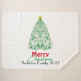 Manta Sherpa Árbol de Navidad lineal moderno y familiar persona