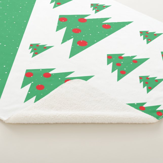 Manta Sherpa Árbol de Navidad Navidades verdes rojos copos de n (3/4)