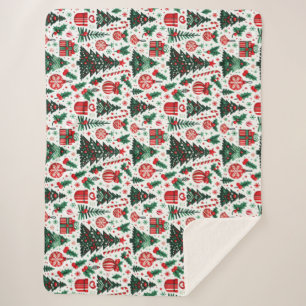 Manta Sherpa Árbol de Navidad, regalos, caramelos