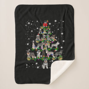 Manta Sherpa Árbol De Navidad Schnauzer Cubierto De Lámparas