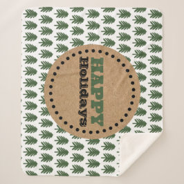 Manta Sherpa Árbol de Navidad verde y blanco moderno