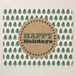 Manta Sherpa Árbol de Navidad verde y blanco moderno