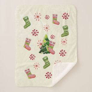 Manta Sherpa Árbol de Navidad y Whimsey aleteado