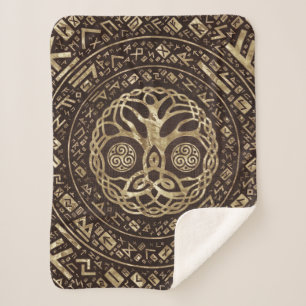 Manta Sherpa Árbol de vida - Yggdrasil con el nudo de Trinidad