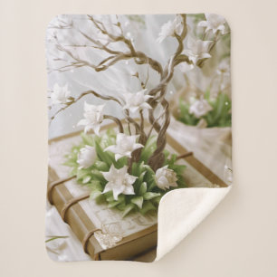 Manta Sherpa Árbol floreciente de un libro