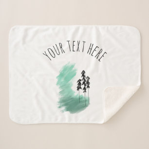 Manta Sherpa Árbol verde escandinavo arte simple menta moderna